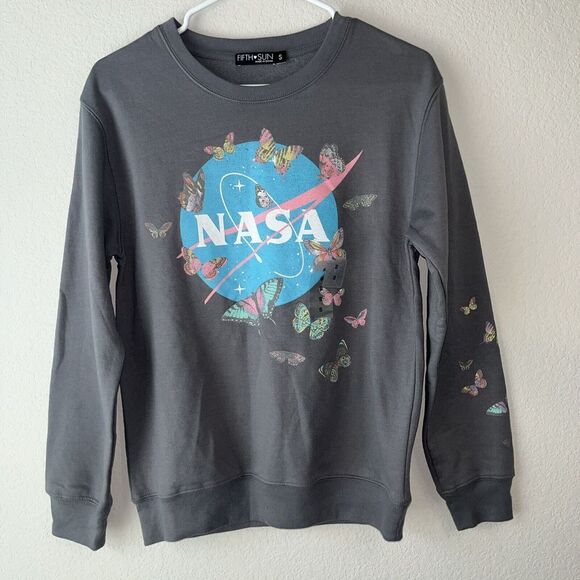 Fifth Sun Small NASA Butterflies Crew Neck Pulllover Sweater New - Picture 2 of 12